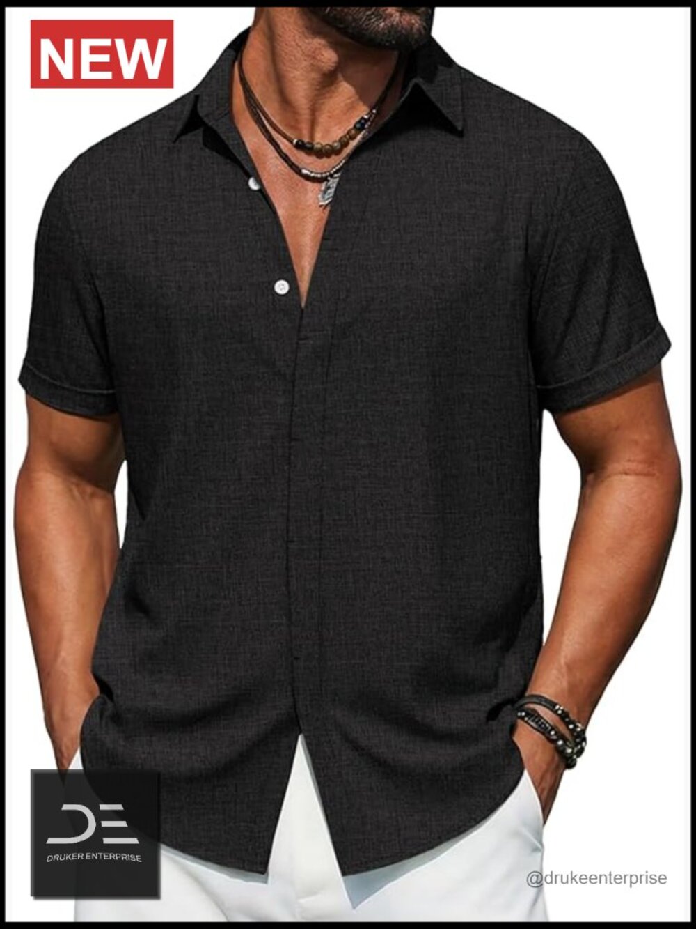 Casual Button Down Short Sleeve Linen-Look Shirt